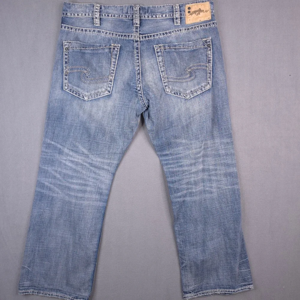 Silver Jeans Zac Relaxed Fit Straight Leg Blue Denim Jeans 38x32